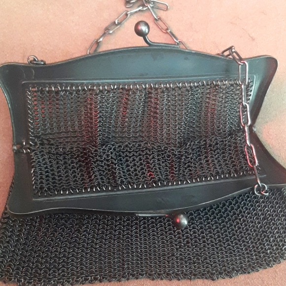 Vintage unmarked gun metal Mesh Purse - Picture 3 of 4
